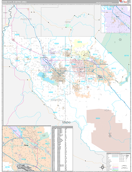 Boise City, ID Metro Area Wall Map